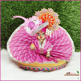 Cotton Chunri Lace Work Magenta Poshak